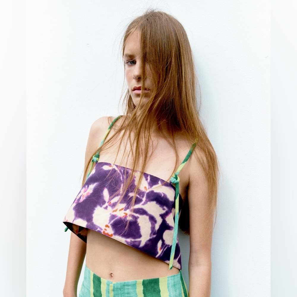 Zara Floral Linen Blend Top